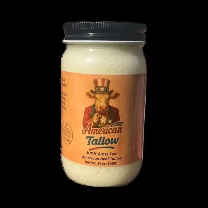 100% Grass-Fed American Beef Tallow - 14 oz Glass Jar
