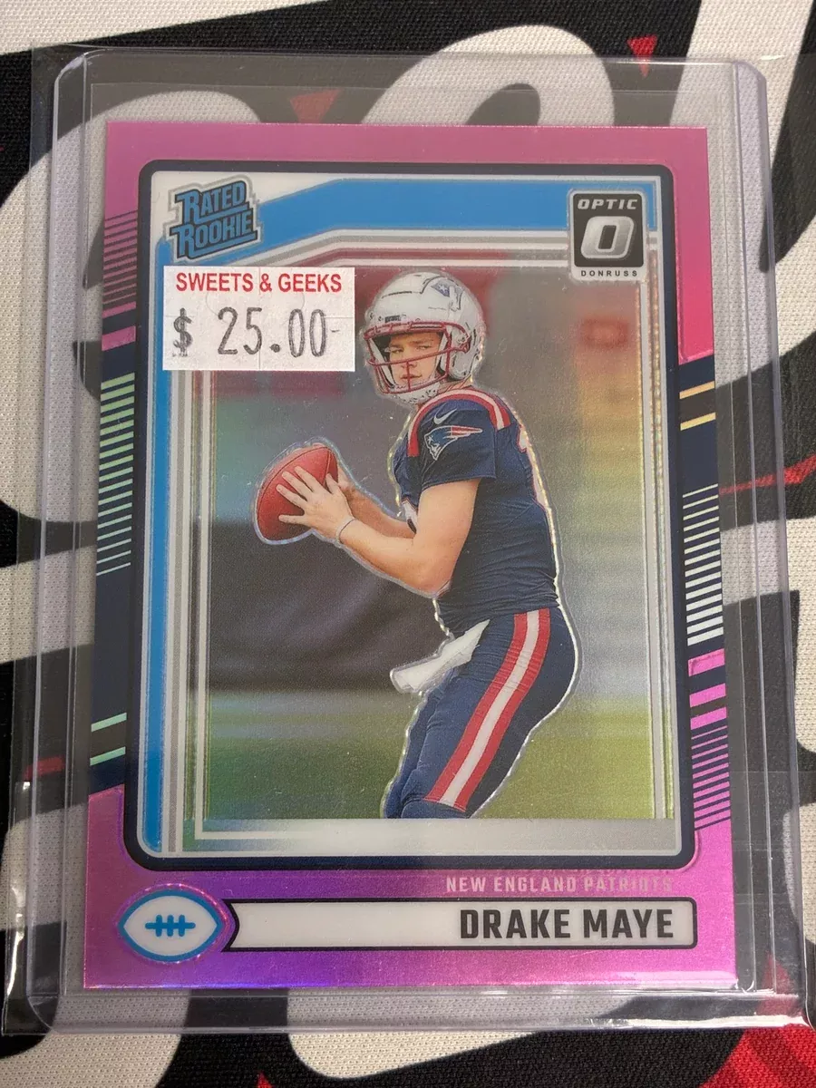 Drake Maye 2024 Panini Donruss Football #379 Rated Rookie Pink Prizm Rookie Card RC