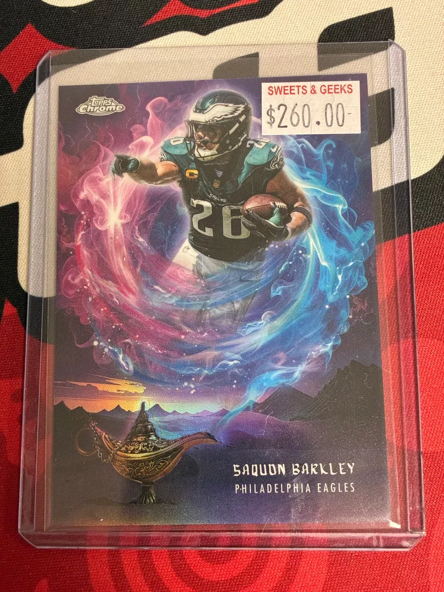 Saquon Barkley 2025 Topps Chrome Football GG-8“Game Genies” Insert SSP