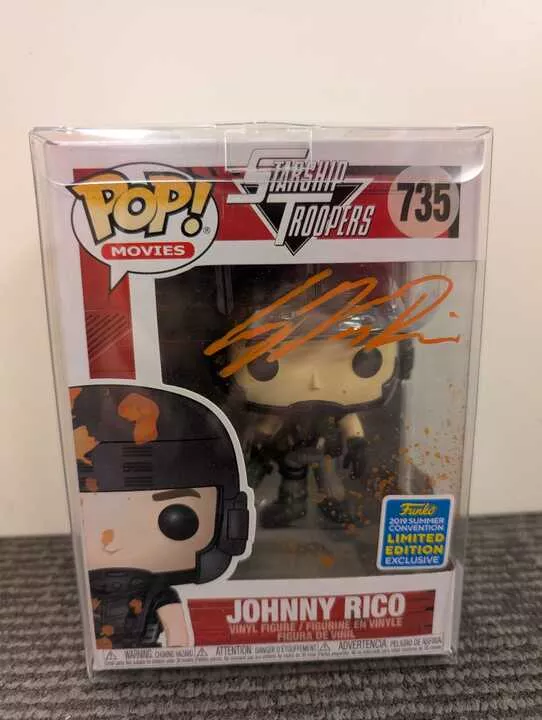 (Signed by Casper Van Dien) (Beckett Cert. #BD49730) Funko POP! Movies: Starship Troopers - Johnny Rico (Muddy) (2019 Summer Convention) #735