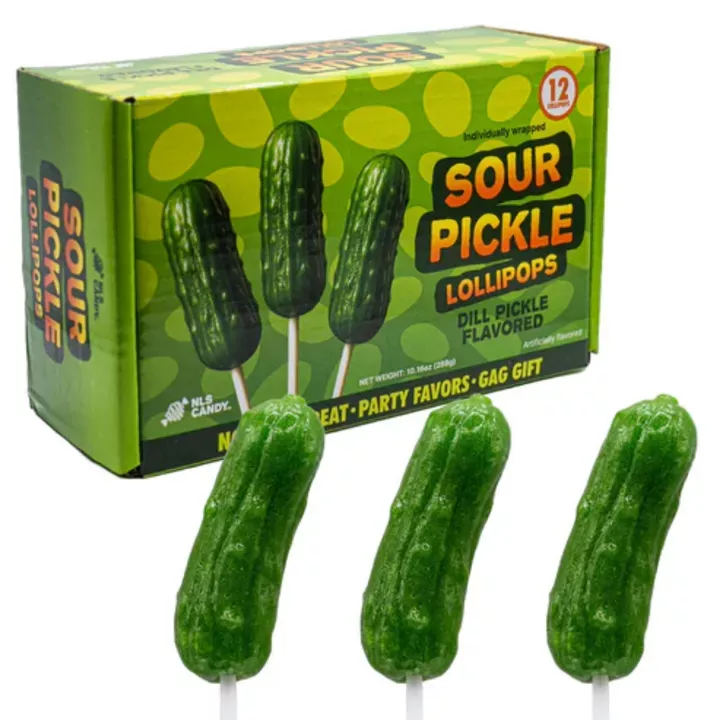 Sour Dill Pickle Lollipops 24g 12ct