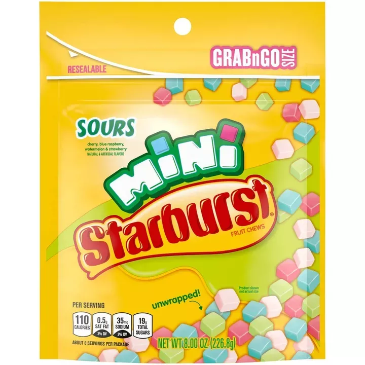 Starburst Minis Sours Stand Up Bag 8oz - 8ct